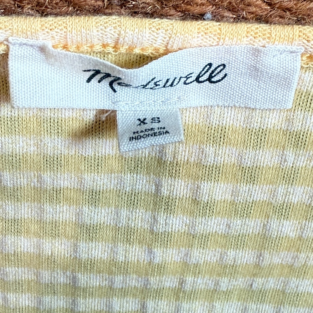Madewell Gingham Bow Short Sleeve Top Yellow XS - Picture 5 of 11